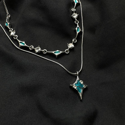 高見えする輝き！青い星のジルコニアネックレス