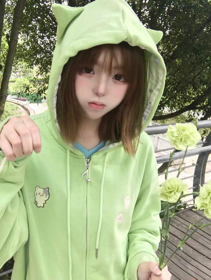【大人可愛い】猫耳フード付地雷系サブカル薄手パーカー