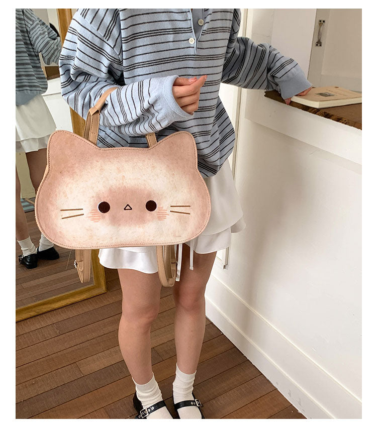 猫好き必見猫グッズかわいいトーストキャットデザインねこリュック｜大容量レトロ風 通勤通学OK