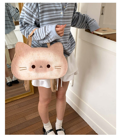 猫好き必見猫グッズかわいいトーストキャットデザインねこリュック｜大容量レトロ風 通勤通学OK