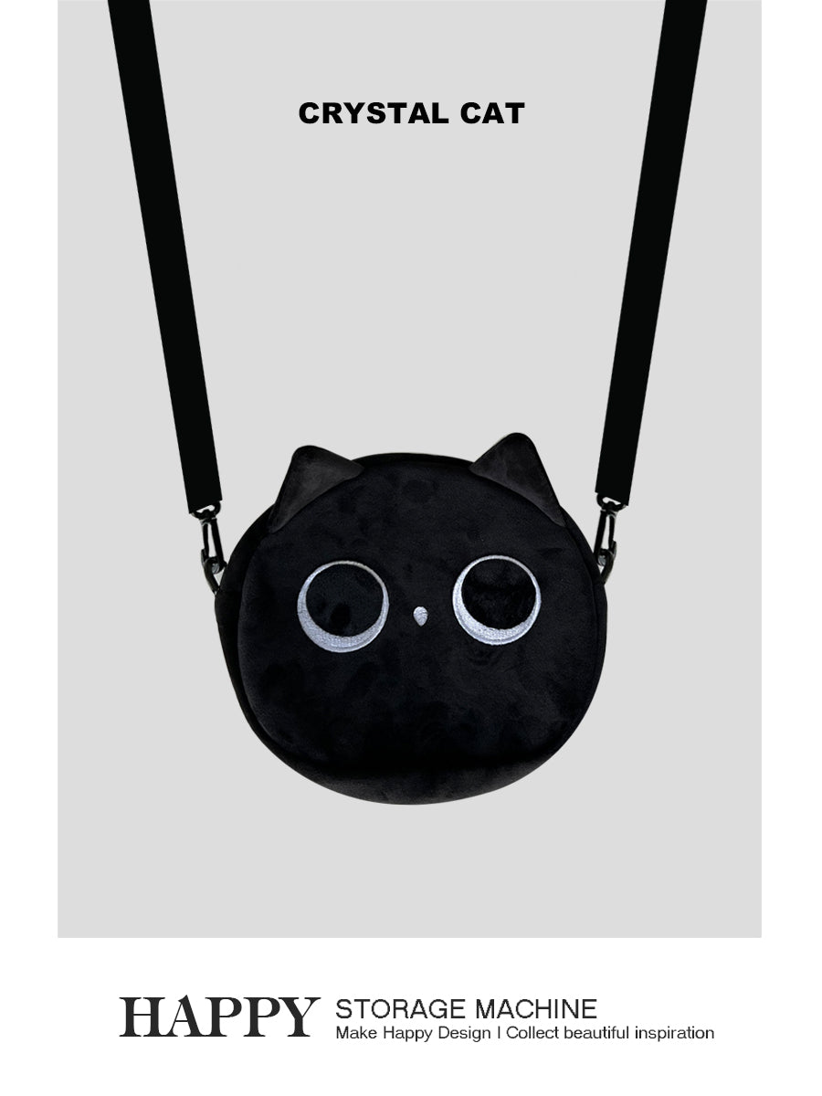 黒ねこ猫グッズぬいぐるみポシェット｜小物＆イヤホンもすっきり収納