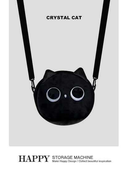 黒ねこ猫グッズぬいぐるみポシェット｜小物＆イヤホンもすっきり収納