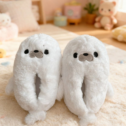 もちもち触感の可愛いもこもこスリッパ / 滑り止め付き防寒ルームシューズ