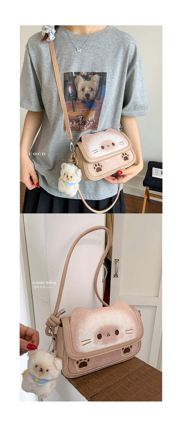 ねこトーストデザイン ミニバッグ猫グッズ｜手提げ＆斜めがけ対応 小さめショルダー