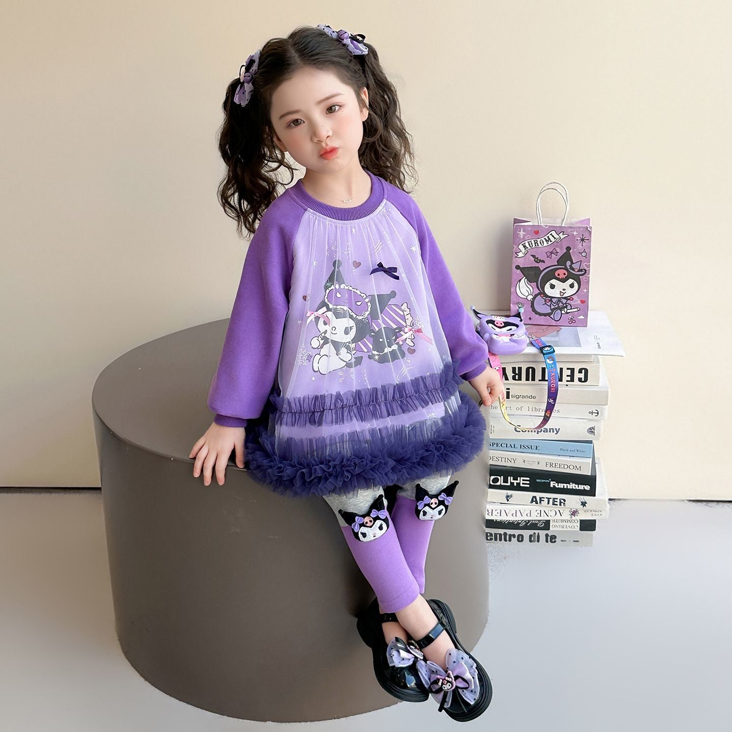 女童库洛米网纱套装春2026新款儿童洋气打底裤两件套宝宝春秋衣服