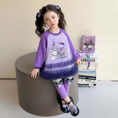 女童库洛米网纱套装春2026新款儿童洋气打底裤两件套宝宝春秋衣服