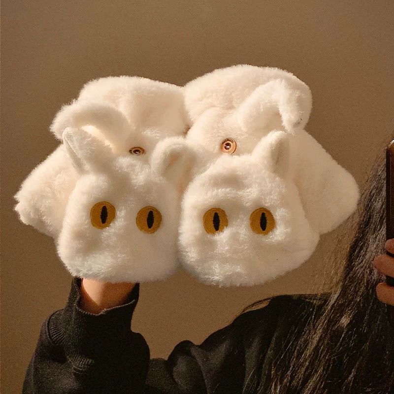 Black Cat Mittens | Fluffy Fingerless &amp; Lidded Gloves 