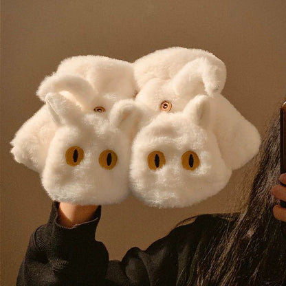 Black Cat Mittens | Fluffy Fingerless &amp; Lidded Gloves 