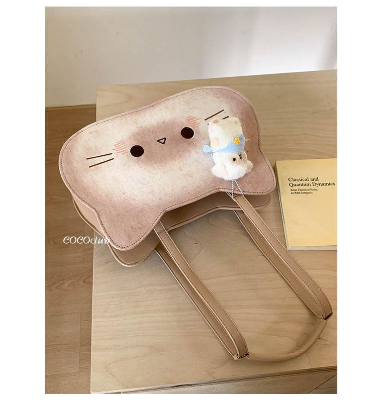 猫好き必見猫グッズかわいいトーストキャットデザインねこリュック｜大容量レトロ風 通勤通学OK