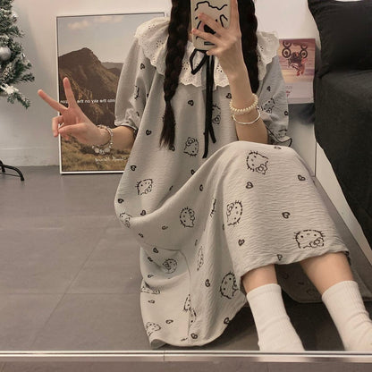 【大人可愛い】パッド付半袖ルームワンピースパジャマ