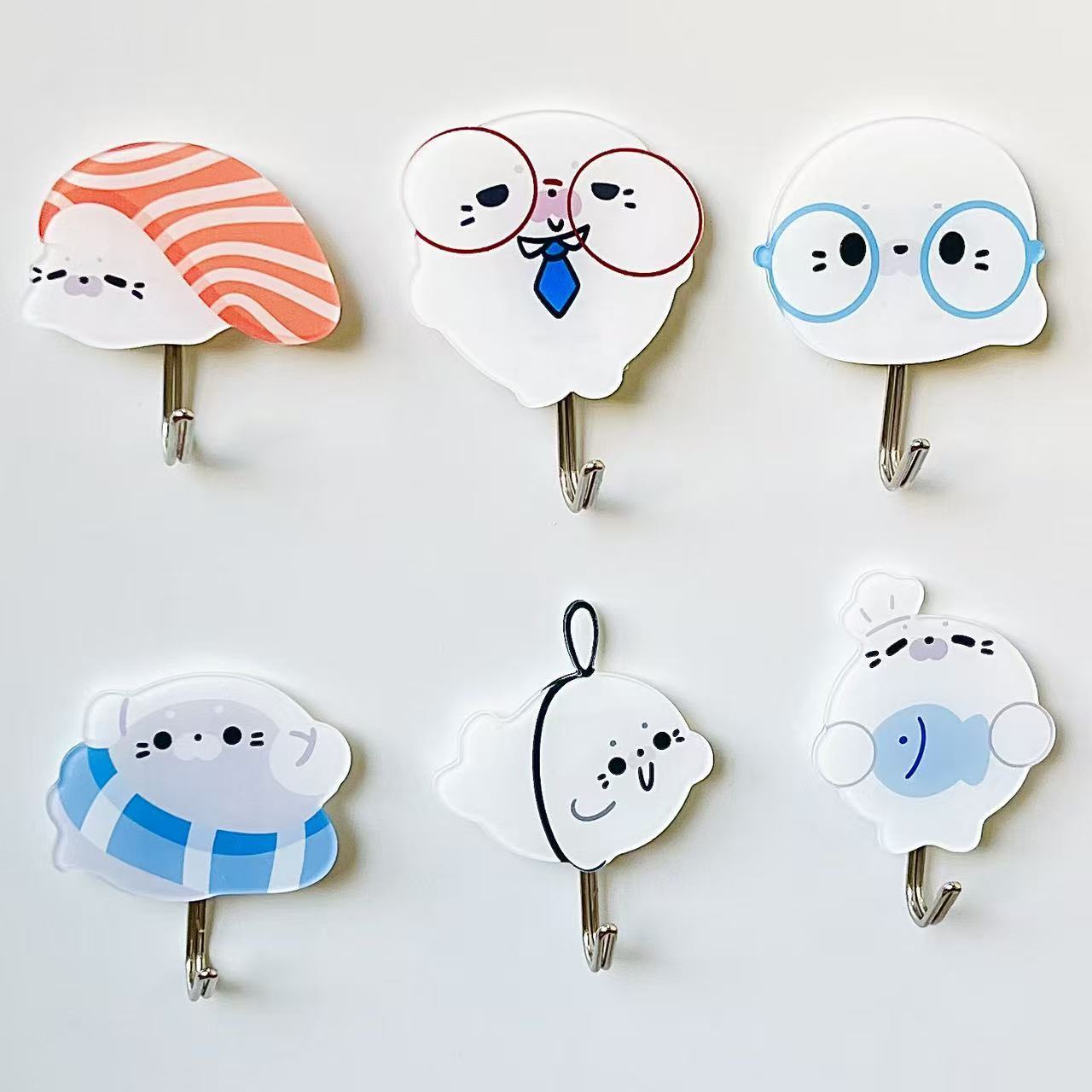 可愛いアザラシ穴あけ不要強力粘着フック壁キッチン