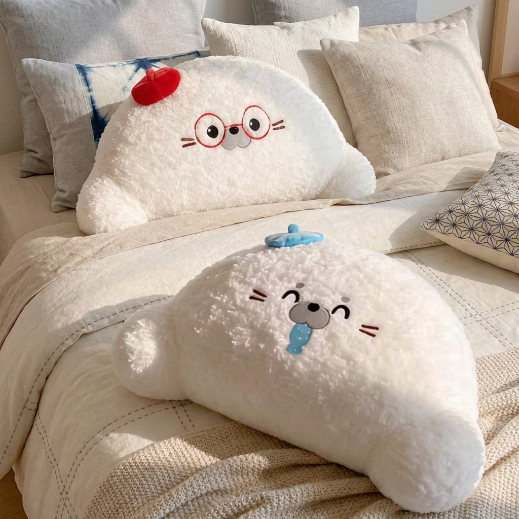 オリジナルかわいいアザラシ抱き枕ベッドソファ用大型背もたれ腰サポートクッション
