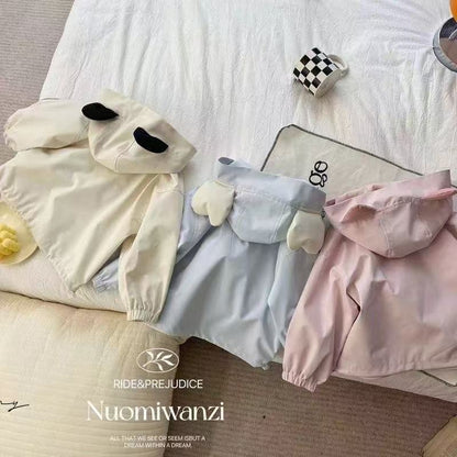 韓国風可愛いぬいぐるみ付ガールズマウンテンパーカー子供用アウター