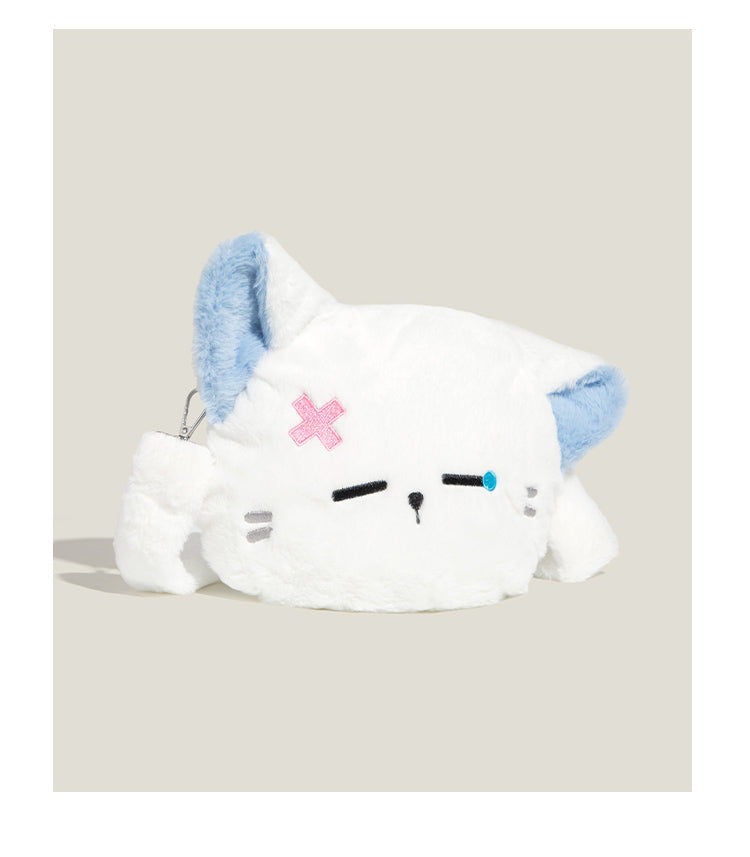 泣き顔ねこぬいぐるみバッグ｜ふわもこ斜めがけショルダー