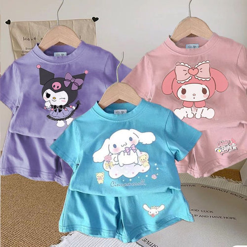 SNS映え!クロミマイメロディシナモロール女児夏用キャラクターセットアップ