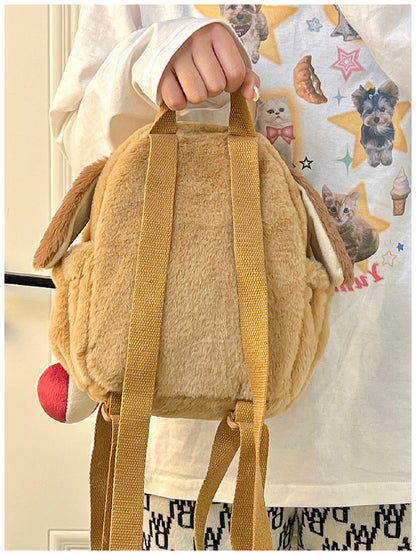 ふわもこ子犬リュック｜ぬいぐるみ風ミニバックパック 学生・ガーリーコーデに