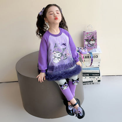 女童库洛米网纱套装春2026新款儿童洋气打底裤两件套宝宝春秋衣服