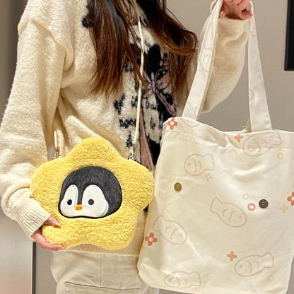 ペンギンぬいぐるみ×キャンバストートセット｜授業もお出かけもOK