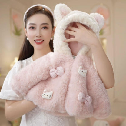 儿童女童加厚冬季加绒2025新款洋气连帽毛毛衣宝宝外套保暖婴儿冬