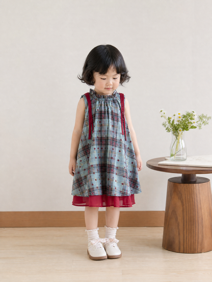 売れ筋人気｜チェック柄リボンワンピース 女の子 子供服 親子リンクコーデ対応