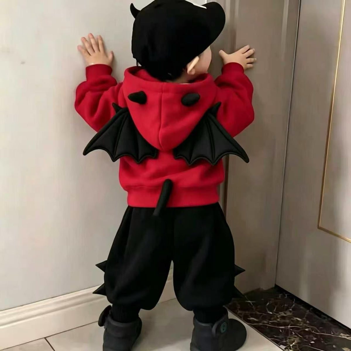 宝宝秋季小恶魔套装立体翅膀尾巴卫衣男女童尖角裤子两件套加绒