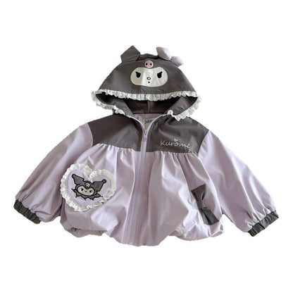 Stylish Kuromi-Style Girls' Hoodie Cardigan for Spring and Autumn - Thin