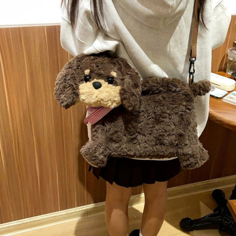ソーセージ犬ぬいぐるみバッグ｜大容量ショルダー