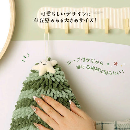 クリスマスツリー型超吸水ハンドタオル厚手吊り下げ式水回り装飾にも最適