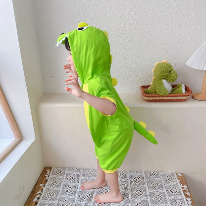 【かわいい】恐竜アニマルキッズロンパース夏用ルームウェア