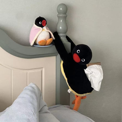 【お部屋に癒やし】ピングーの吊り下げ式ぬいぐるみ紙巾ケース