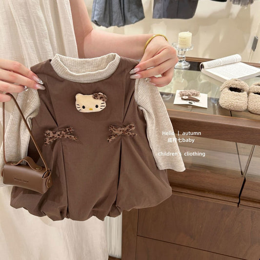 韓国風女の子バルーンワンピセットアップおしゃれ通園