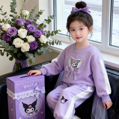 女童套装春秋2026新款儿童库洛米衣服洋气宝宝春装卫衣两件套