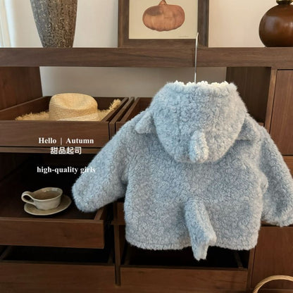 A children's boa coat with an eye-catching shark design 