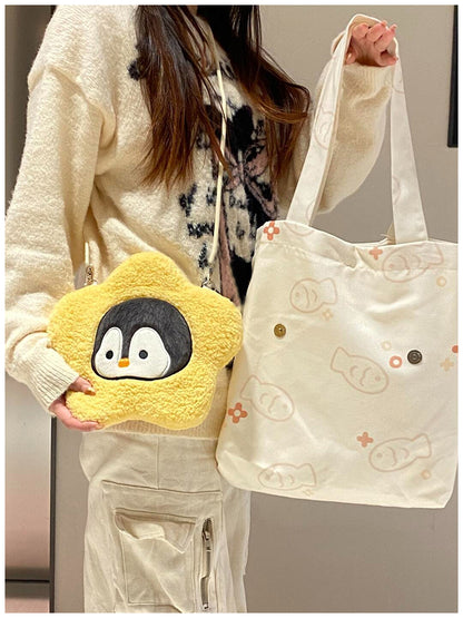 ペンギンぬいぐるみ×キャンバストートセット｜授業もお出かけもOK