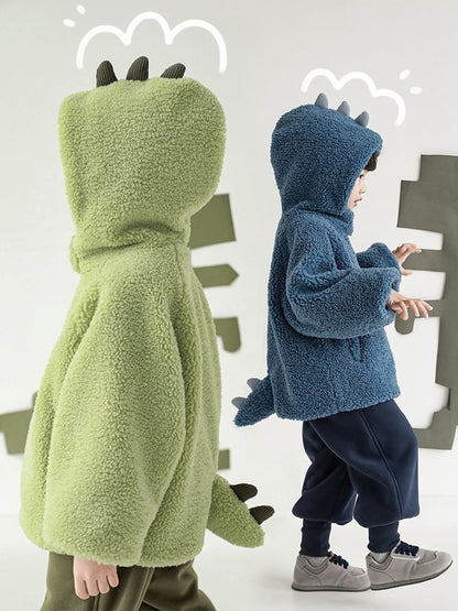 恐竜に変身！立体的な背びれが可愛い子供用ボアジャケット