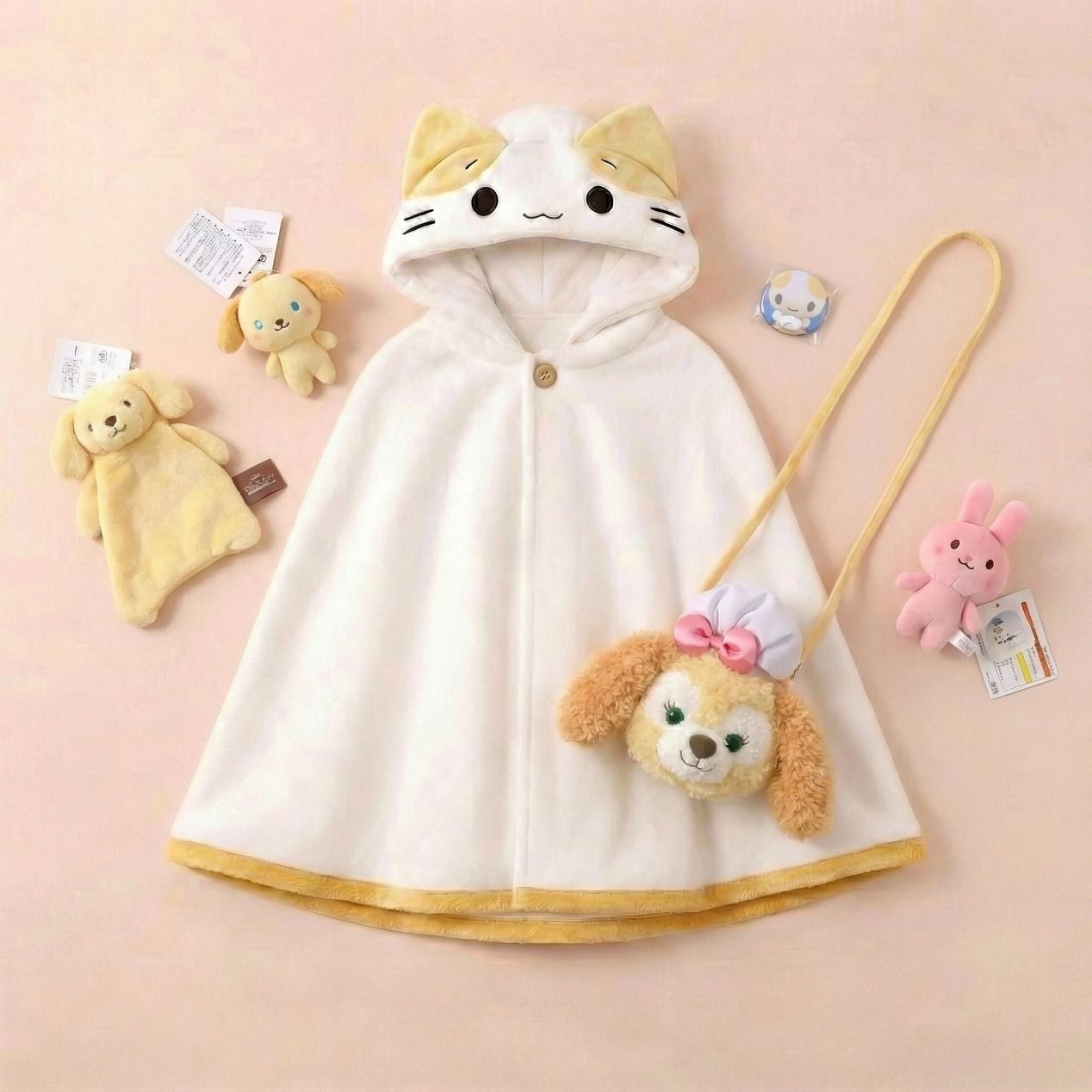 ふわもこ子猫フランネル着る毛布フード付厚手