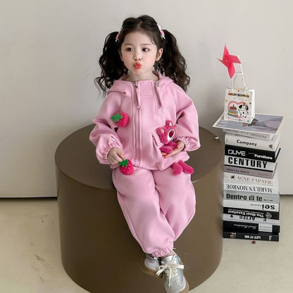 女童库洛米春装套装女童秋装新款儿童洋气宝宝春秋卡通草莓两件套