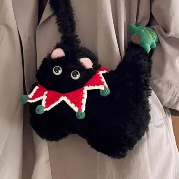 ねこクリスマスショルダーバッグ｜ぬいぐるみ風デザイン