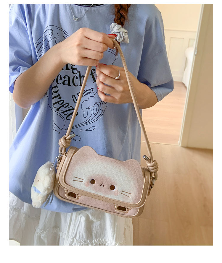 ねこトーストデザイン ミニバッグ猫グッズ｜手提げ＆斜めがけ対応 小さめショルダー