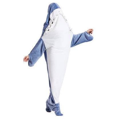 サメ着ぐるみスリーピングバッグ｜ふわもこ連体フリースパジャマ