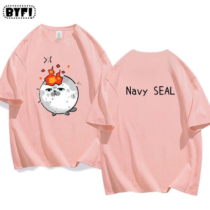 アザラシプリント半袖Tシャツ