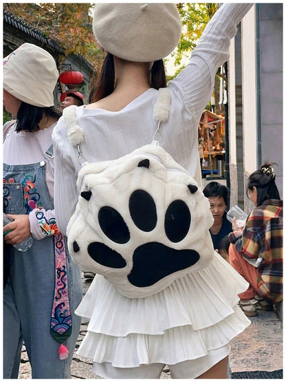 肉球デザインのふわもこ猫グッズリュック｜大容量で可愛い通学バッグ