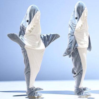 サメ着ぐるみスリーピングバッグ｜ふわもこ連体フリースパジャマ