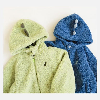 恐竜に変身！立体的な背びれが可愛い子供用ボアジャケット