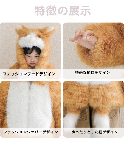 【上質】親子でお揃いもふもふ猫耳ショートコートベビー・キッズ