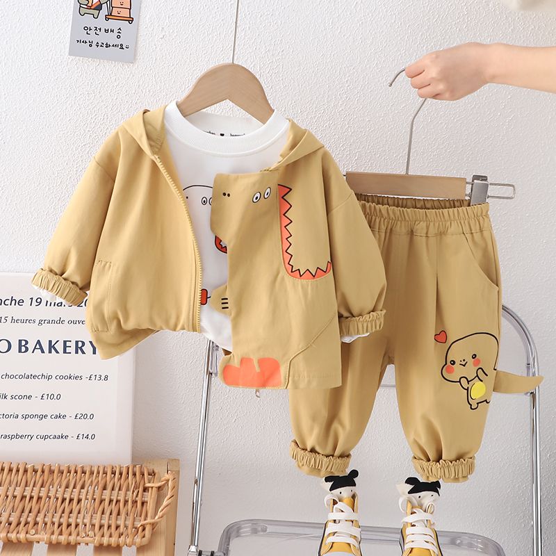 おしゃれ男の子ベビー服上下セット恐竜クマ春新作