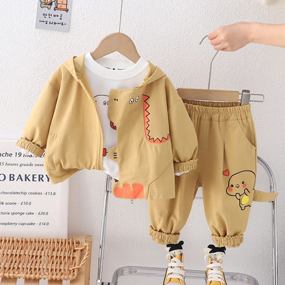 おしゃれ男の子ベビー服上下セット恐竜クマ春新作