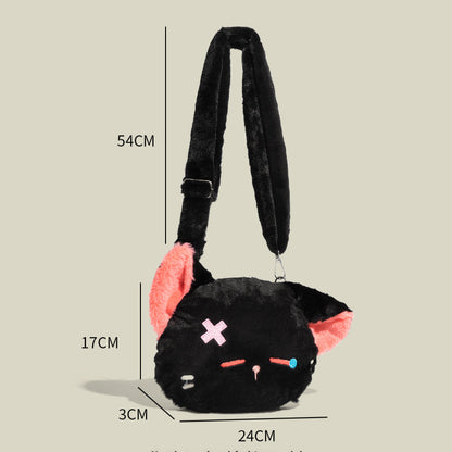 泣き顔ねこぬいぐるみバッグ｜ふわもこ斜めがけショルダー