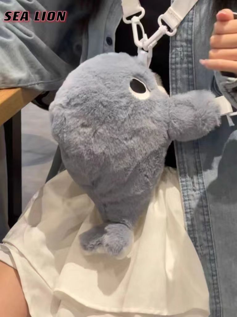 Whale Plush 2-Way Bag | Backpack &amp; Shoulder Bag with Cute Design 