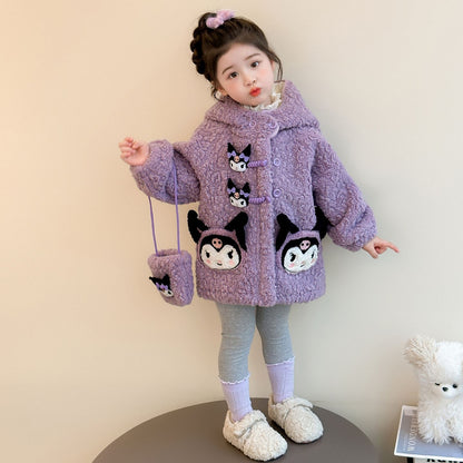 クロミデザインの女の子向けもこもこ羊羔毛アウター